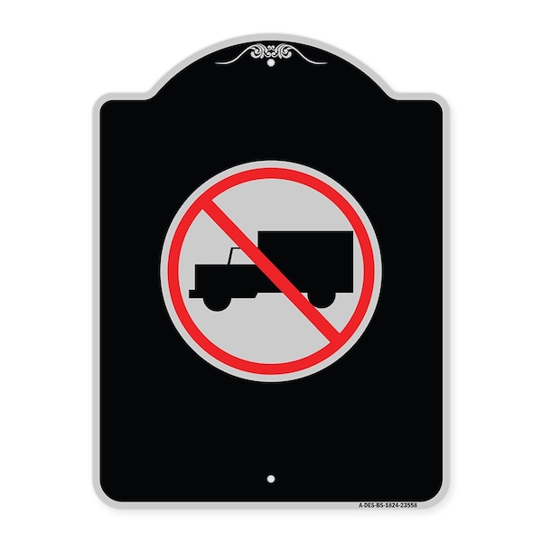 Signmission Designer Series No Truck, Black & Silver Heavy-Gauge Aluminum Sign, 24" x 18", BS-1824-23558 A-DES-BS-1824-23558 - main